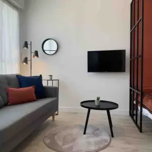 Vignette Salon - Rénovation complète d'un studio pour un airbnb dans un style ethnique graphique. Du concept complet en passant par le pr