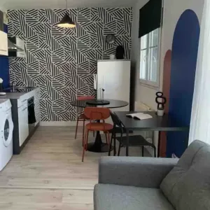 Vignette Cuisine - Rénovation complète d'un studio pour un airbnb dans un style ethnique graphique. Du concept complet en passant par le 