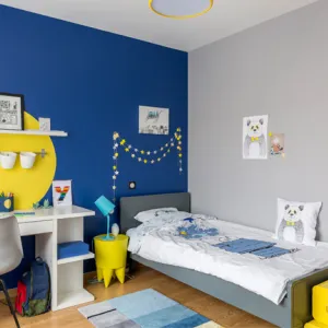Vignette Chambre de garçon bleue et jaune