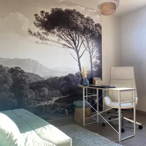 Vignette Décoration et agencement Villa Saint Maximin la Sainte Baume-Le bureau avec papier peint panoramique