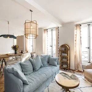 Vignette Salon classic chic canapé lin decontracté matieres naturelles