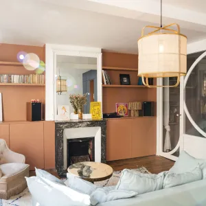 Vignette meuble sur mesure salon parisien terracota