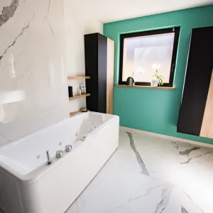 Vignette Salle de bain - mur turquoise