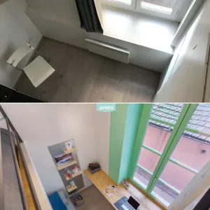 Vignette Avant-après | Un studio habillé d'OSB dans le pentes à Lyon